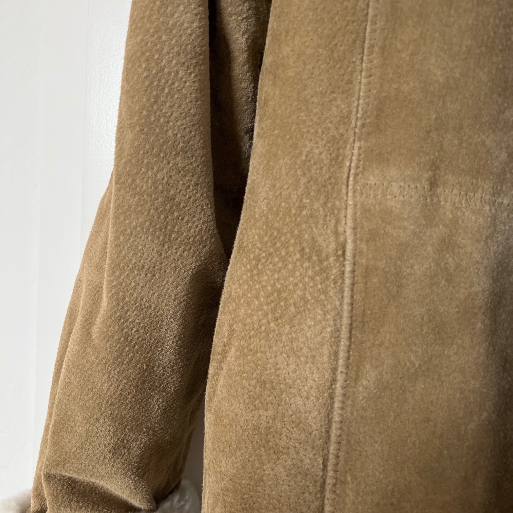 Adler‎ Collection Suede Sherpa Lined Hooded Jacket Coat Size M Full Zip - Picture 9 of 14